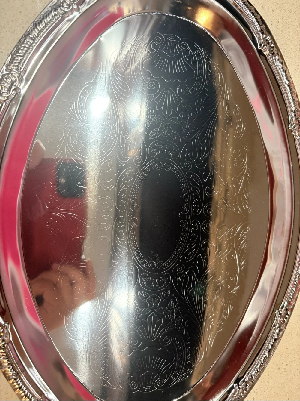 Silver Decorative Oval Serving Tray - Elegant Home Bath Accent
